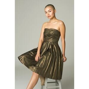 NWOT BCBG Generation Strapless Metallic Gold Mini Party Dress 6 Holiday Cocktail
